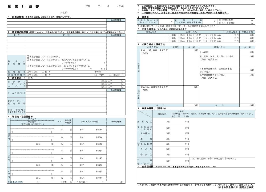 カフェ開業のための事業計画書の書き方、テンプレを紹介 事業計画書のつくりかた 事業計画書作成ツール